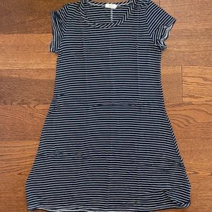 Navy and white striped sundress